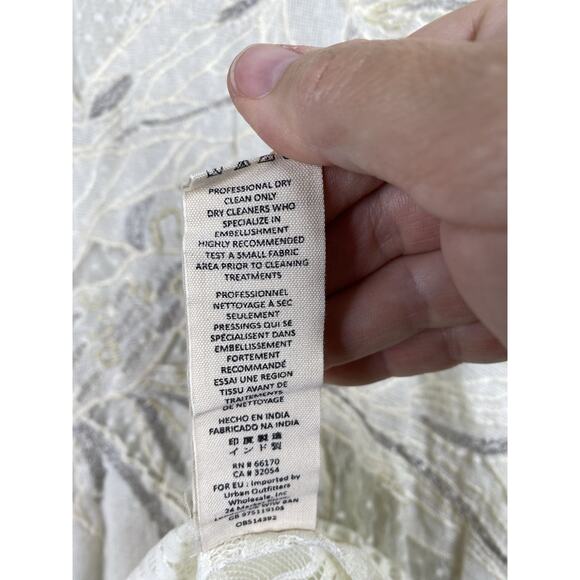 Free People Tunic Dress S Cream Floral Lace Mesh 3/4 Sleeve Vintage Look Boho - Picture 12 of 15